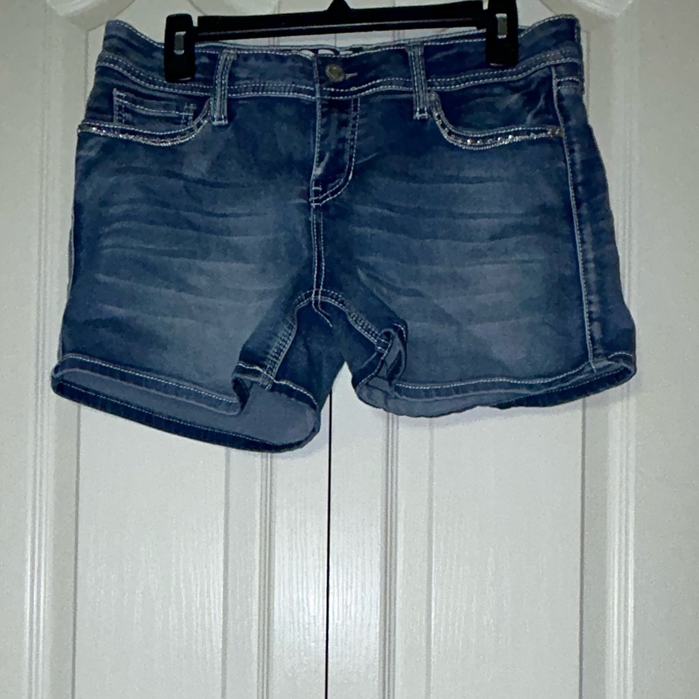 Junior's Bedazzled Y2K Style Jean Shorts | Size 13/14